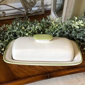 COUNTRY CASUAL Stoneware Covered BUTTER Dish VTG